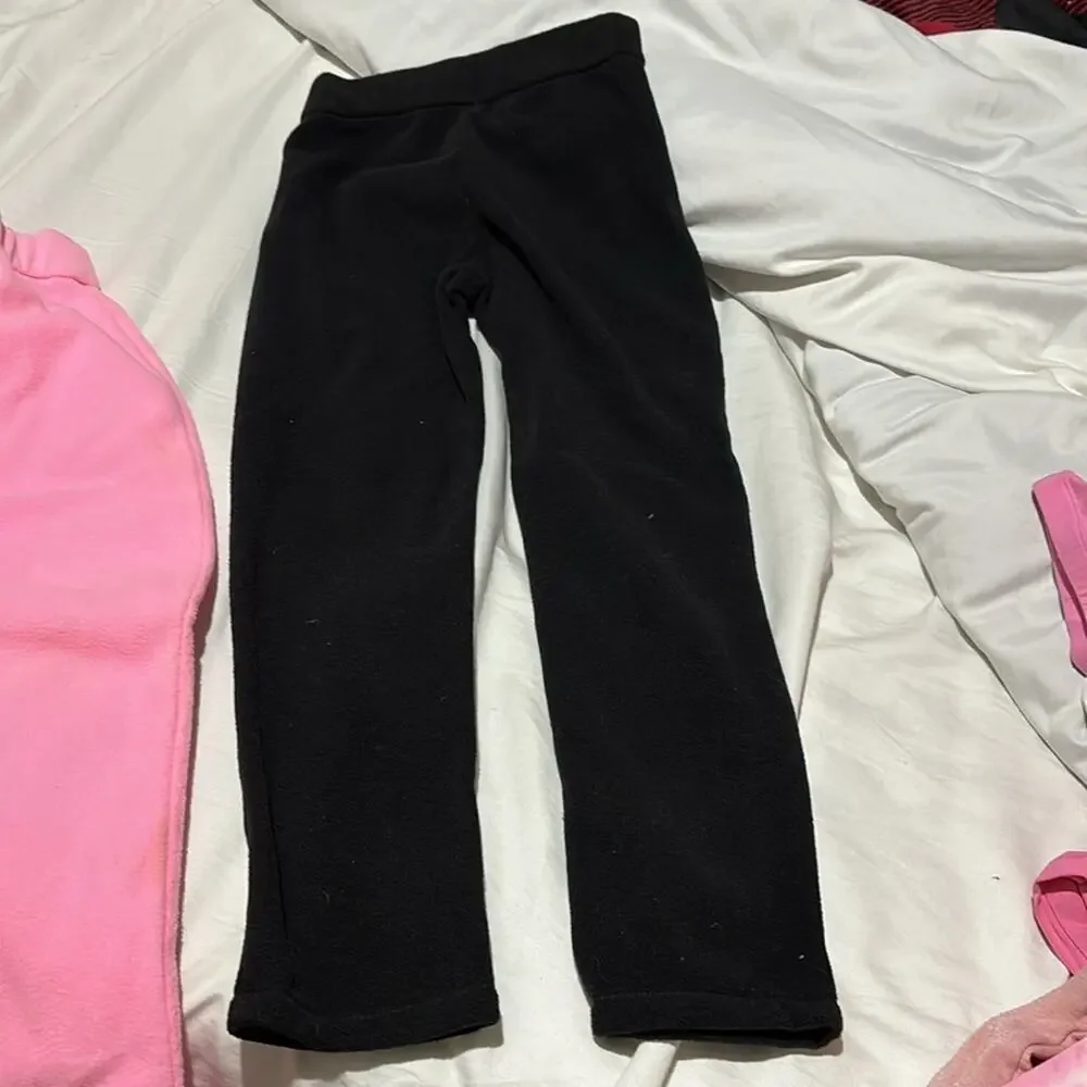 Children’s Place 7/8 fleece pink and black elastic waist pants nwt
